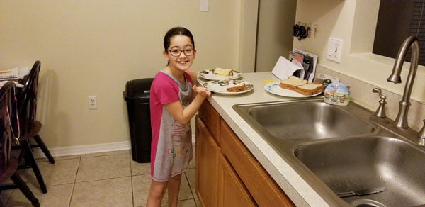 Homeschool learning in the kitchen