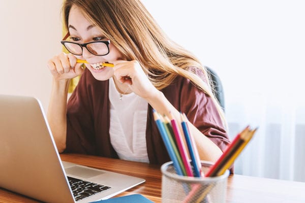 Girl student with a laptop